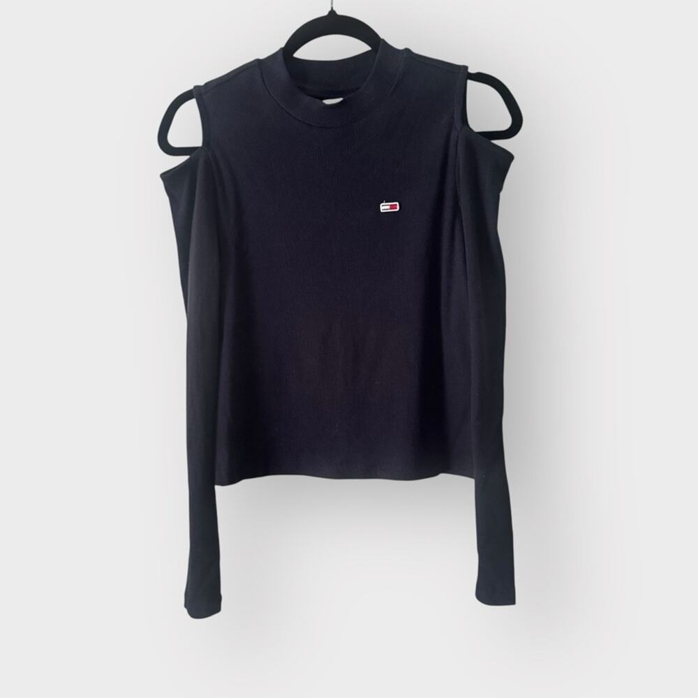Tommy Jeans Navy Blue Cold Shoulder Long Sleeve Shirt, Medium